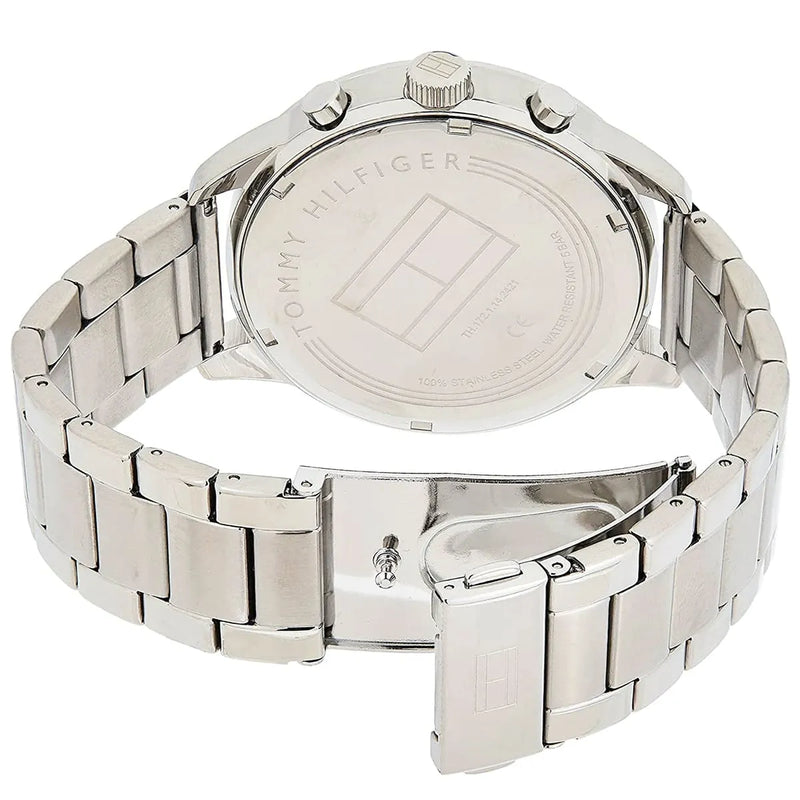 Tommy Hilfiger Chase Quartz Black Dial Silver Steel Strap Watch For Men - 1791485