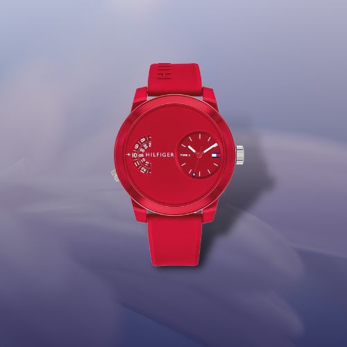 Tommy Hilfiger Denim Red Dial Red Rubber Strap Watch for Men - 1791557 Buy Now By Tommy Hilfiger