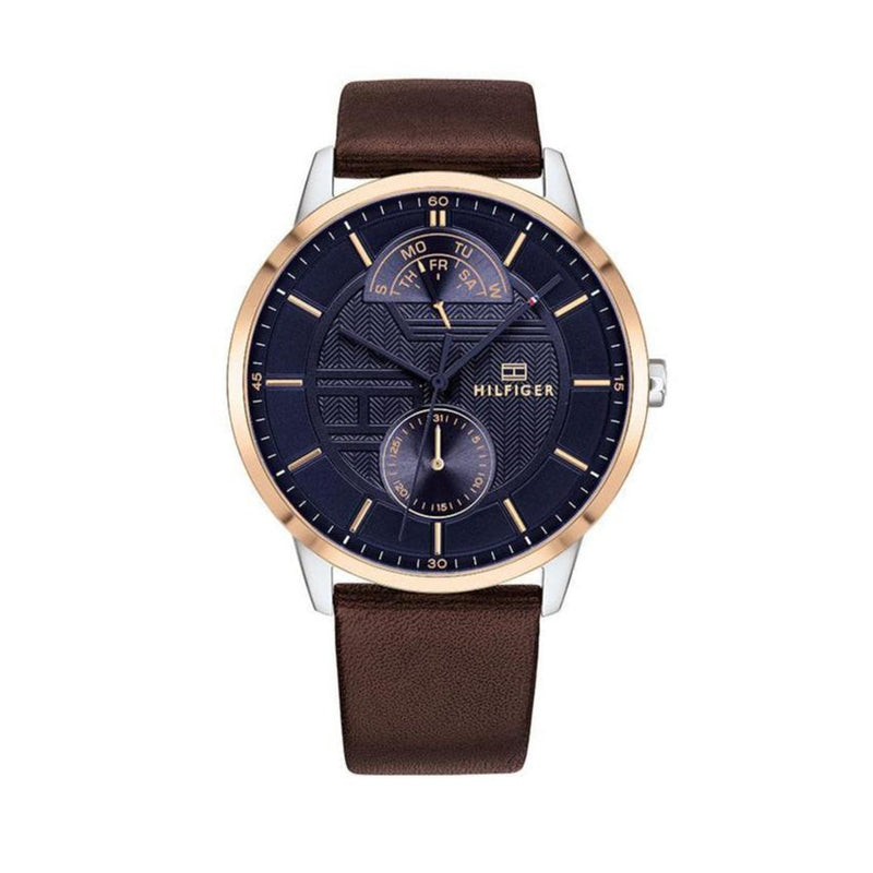Tommy Hilfiger Hunter Blue Dial Brown Leather Strap Watch for Men - 1791605 Buy Now By Tommy Hilfiger
