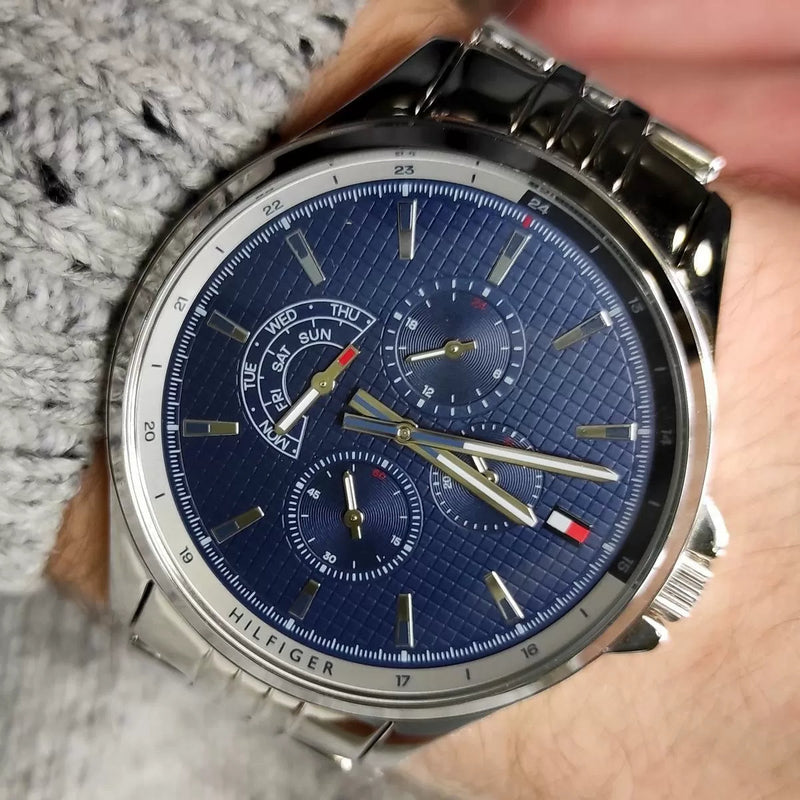 Tommy Hilfiger Shawn Multifunction Quartz Blue Dial Silver Steel Strap Watch for Men - 1791612 Buy Now By Tommy Hilfiger