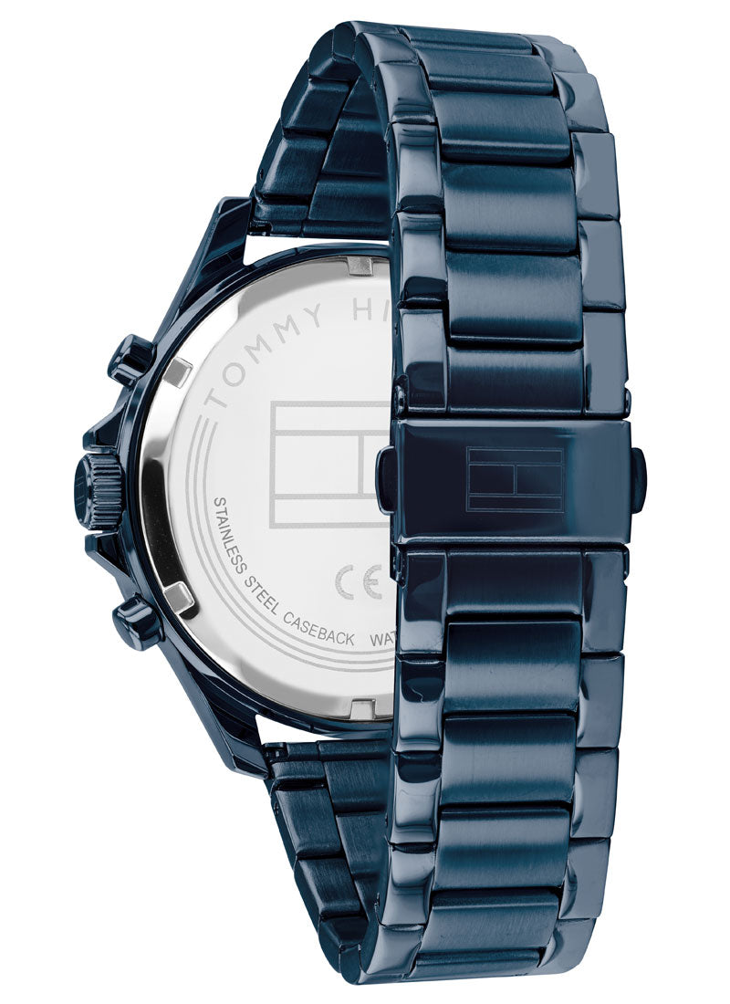 Shop Tommy Hilfiger Bank Quartz Blue Dial Blue Steel Strap Watch for Men - 1791720 in USA