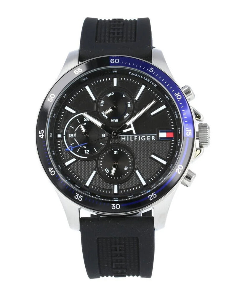 Tommy Hilfiger Bank Quartz Black Dial Black Rubber Strap Watch for Men - 1791724 Buy Now By Tommy Hilfiger