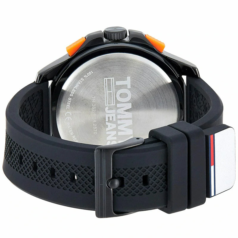 Tommy Hilfiger Jeans Analog Black Dial Black Silicone Strap Watch For Men - 1791763 Buy Now By Tommy Hilfiger