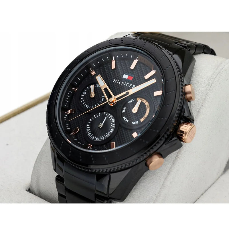 Tommy Hilfiger Aiden Chronograph Black Dial Black Steel Strap Watch For Men - 1791858 Buy Now By Tommy Hilfiger