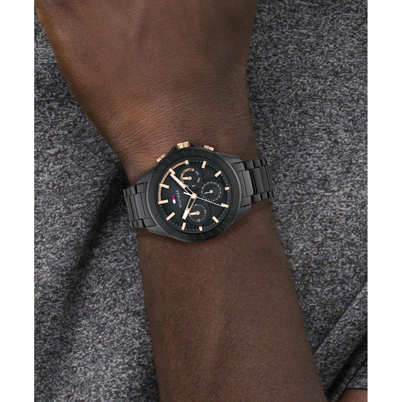 Tommy Hilfiger Aiden Chronograph Black Dial Black Steel Strap Watch For Men - 1791858 Buy Now By Tommy Hilfiger