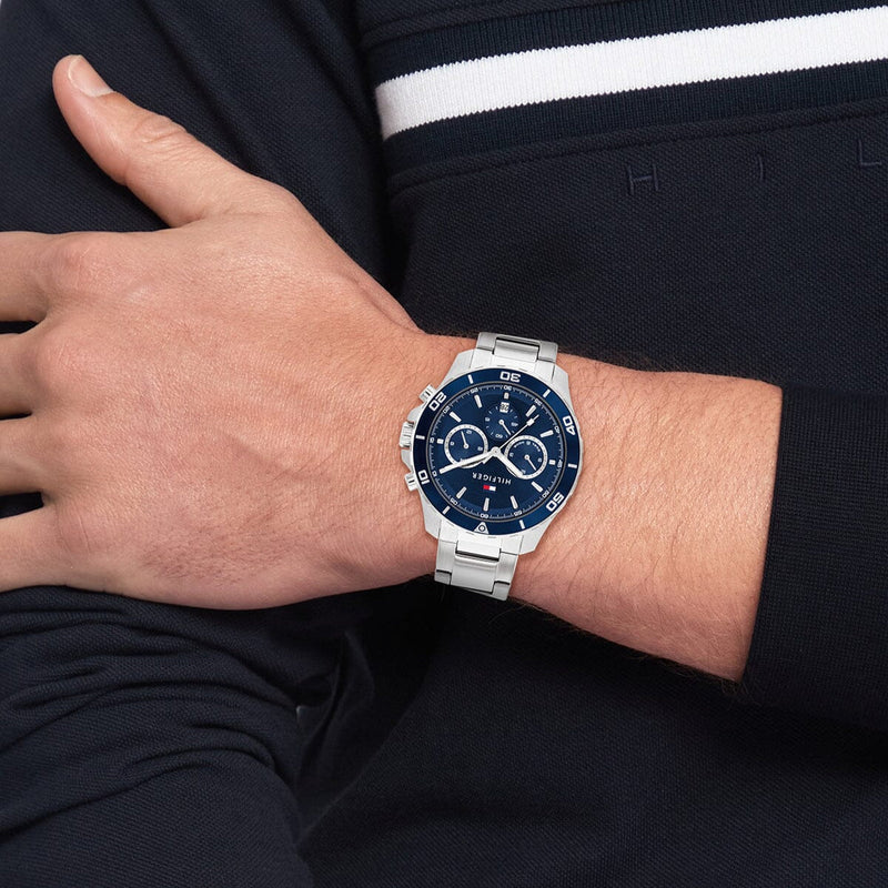 Tommy Hilfiger Jordan Chronograph Blue Dial Silver Steel Strap Watch For Men - 1792094 Buy Now By Tommy Hilfiger