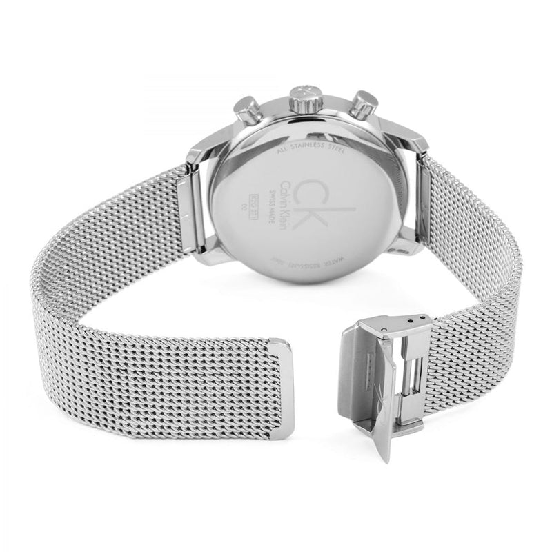 Calvin Klein City Chronograph Black Dial Silver Mesh Bracelet Watch for Men - K2G27121 Buy Now By Calvin Klein