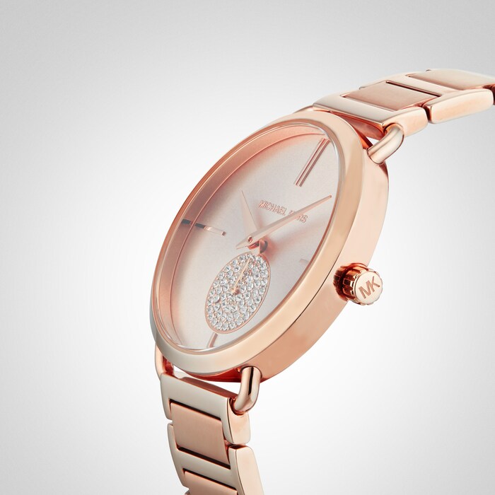 Michael Kors Portia Rose Gold Dial Rose Gold Steel Strap Watch for Women - MK3640 Buy Now By Michael Kors