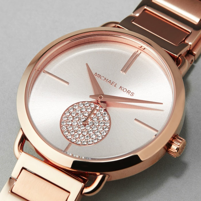 Michael Kors Portia Rose Gold Dial Rose Gold Steel Strap Watch for Women - MK3640 Buy Now By Michael Kors