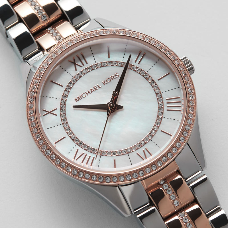 Michael Kors Lauryn Mother of Pearl Dial Two Tone Steel Strap Watch For Women - MK3979 Buy Now By Michael Kors