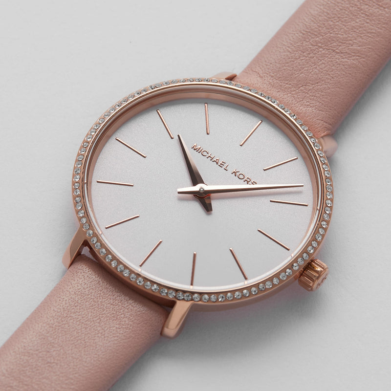Michael Kors Pyper Analog White Dial Pink Leather Strap Watch For Women - MK2803 Buy Now By Michael Kors