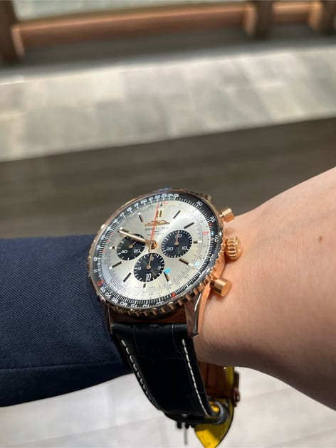 Shop Breitling Navitimer B01 Chronograph 46 Silver Dial Black Leather Strap Watch for Men - RB0137241G1P1 in USA