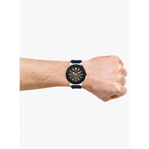 Guess Force Blue & Rose Gold Dial Blue Silicone Strap Watch For Men - W0674G2 Buy Now By Guess