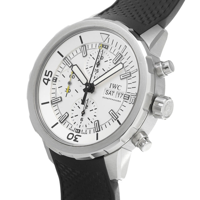 Shop IWC Aquatimer Chronograph White Dial Black Rubber Strap Watch for Men - IW376801 in USA
