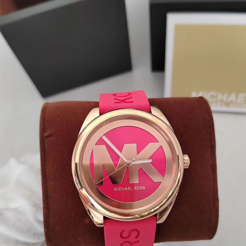 Michael Kors Janelle Three Hand Red Dial Red Rubber Strap Watch For Women - MK7142 Buy Now By Michael Kors