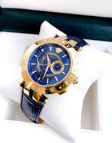 Versace V-Race Multifunction Quartz Blue Dial Blue Leather Strap Watch For Men - VEBV00219 Buy Now By Versace