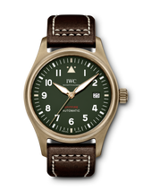 Shop IWC Pilot's Watch Automatic Spitfire Green Dial Brown Leather Strap Watch for Men - IW326802 in USA