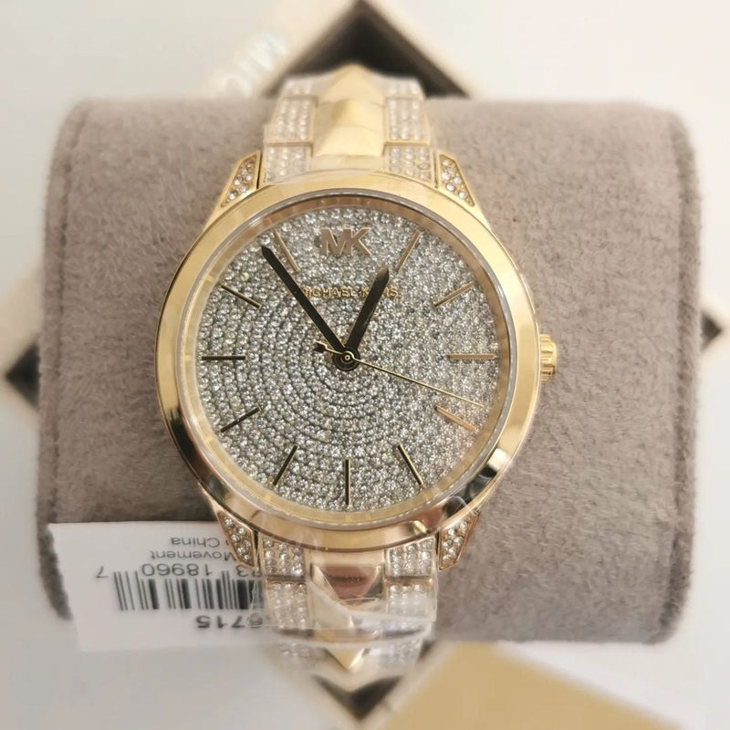 Michael Kors Runway Mercer Crystals Silver Dial Gold Steel Strap Watch For Women - MK6715 Buy Now By Michael Kors