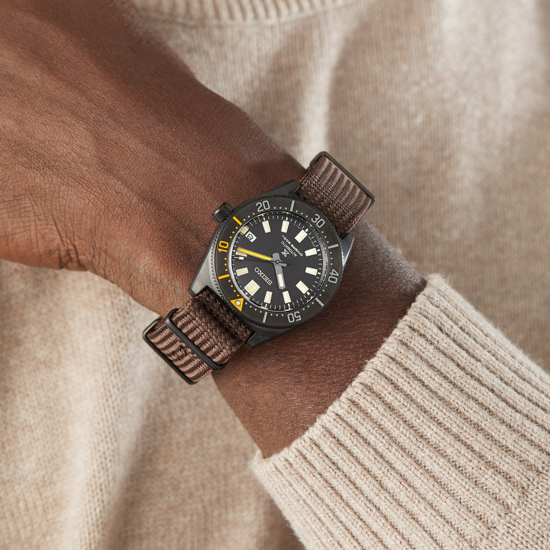 Shop Seiko Prospex Black Series 1965 Limited Edition Black Dial Brown NATO Strap Watch For Men - SPB253J1 in USA
