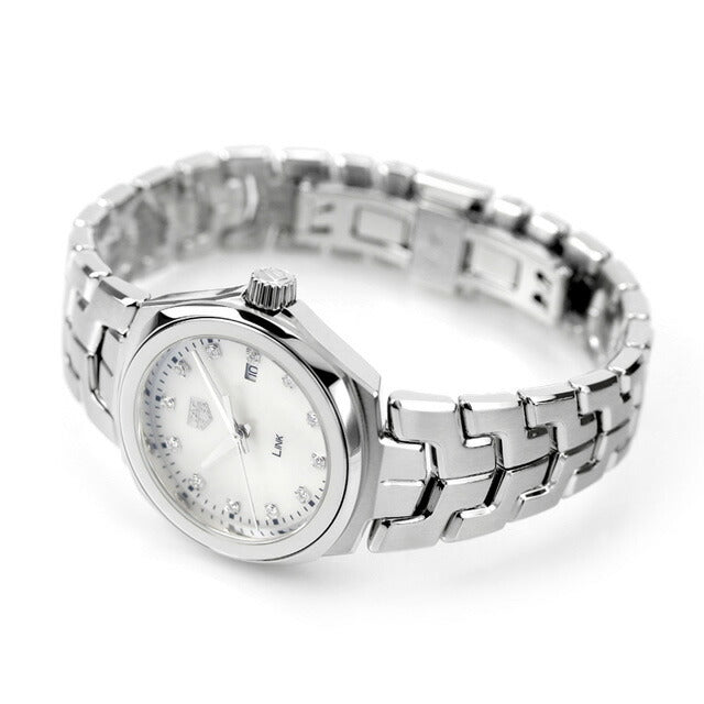 Shop Tag Heuer Link Quartz Diamonds Mother of Pearl Dial Silver Steel Strap Watch for Women - WBC1312.BA0600 in USA