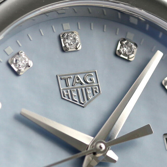 Shop Tag Heuer Link Quartz Diamonds Blue Mother of Pearl Dial Silver Steel Strap Watch for Women - WBC1313.BA0600 in USA