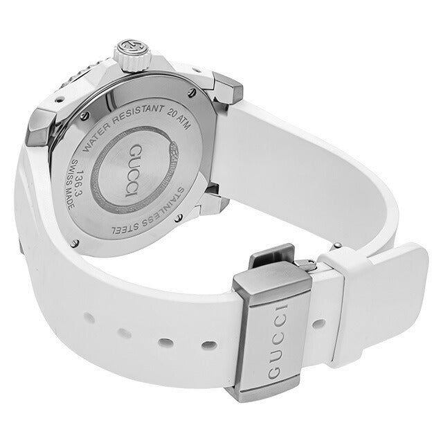 Shop Gucci Dive Quartz White Dial White Rubber Strap Watch For Men - YA136330 in USA