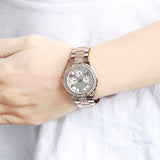Guess Viva Diamonds White Dial Rose Gold Steel Strap Watch for Women - W0111L3 Buy Now By Guess