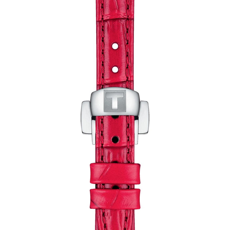 Shop Tissot Bellissima Small Lady Diamonds Mother of Pearl Dial Red Leather Strap Watch For Women - T126.010.66.113.00 in USA