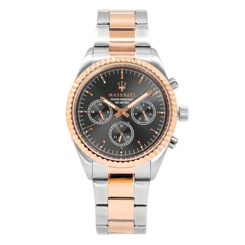 Maserati Competizione Analog Black Dial Two Tone Stainless Steel Strap Watch For Men - R8853100020 Buy Now By Maserati