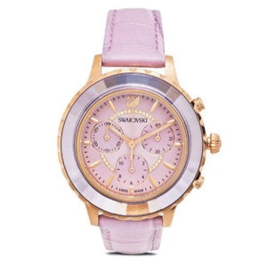 Swarovski Octea Lux Chrono Purple Dial Purple Leather Strap Watch for Women - 56322638