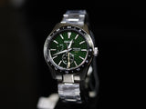 Shop Seiko Presage Sharp Edged Series GMT Green Dial Silver Steel Strap Watch For Men - SPB219J1 in USA