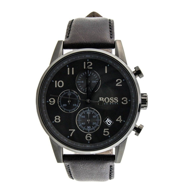 Hugo Boss Navigator Black Dial Black Leather Strap Watch for Men - 1513497 Buy Now By Hugo Boss