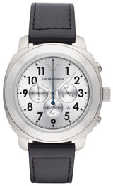 Emporio Armani Sportivo Chronograph Silver Dial Black Leather Strap Watch For Men - AR6054 Buy Now By Emporio Armani