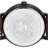 Versace V-Circle Manifesto Black Dial Maroon Leather Strap Watch for Men - VBQ040017