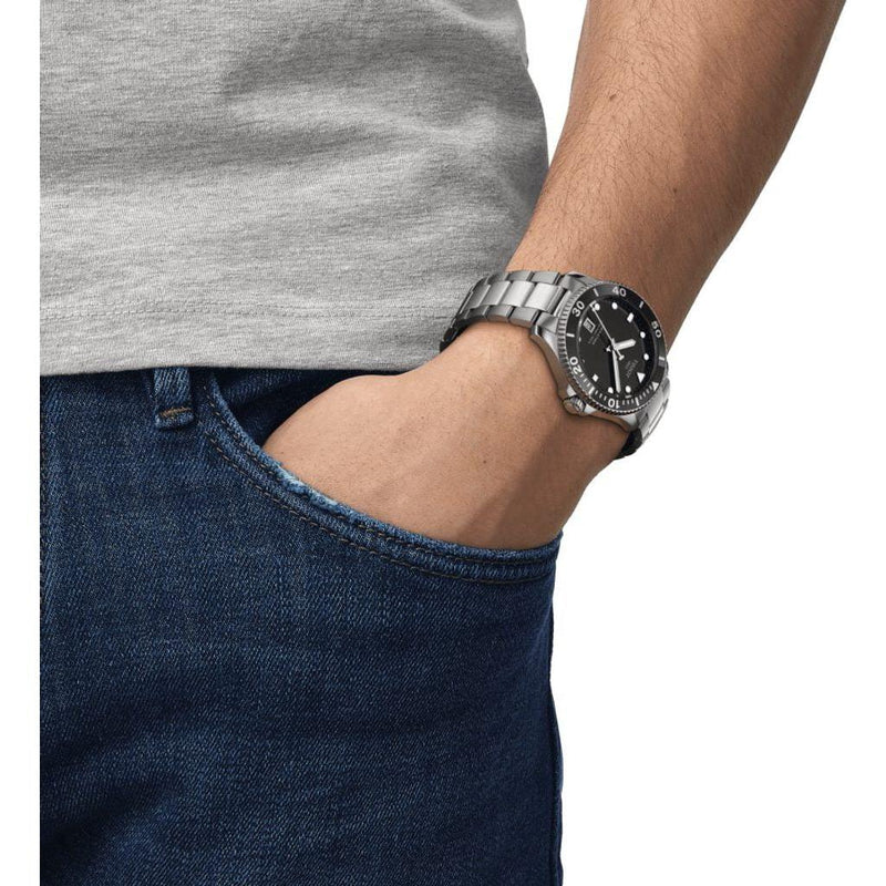 Tissot Seastar 1000 Black Dial Silver Steel Strap Watch For Men - T120.410.11.051.00 Buy Now By Tissot