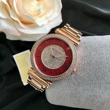 Michael Kors Caitlin Red Dial Rose Gold Stainless Steel Strap Watch for Women - MK3377 Buy Now By Michael Kors