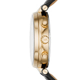 Michael Kors Sawyer Champagne Dial Black Leather Strap Watch for Women - MK2433 Buy Now By Michael Kors