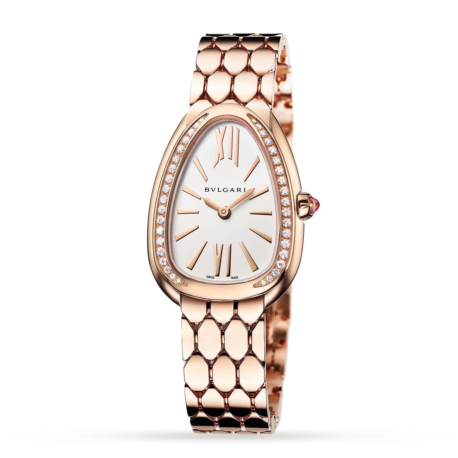 Bvlgari Serpenti Seduttori Diamonds Silver Dial Rose Gold Steel Strap Watch for Women - SERPENTI103146