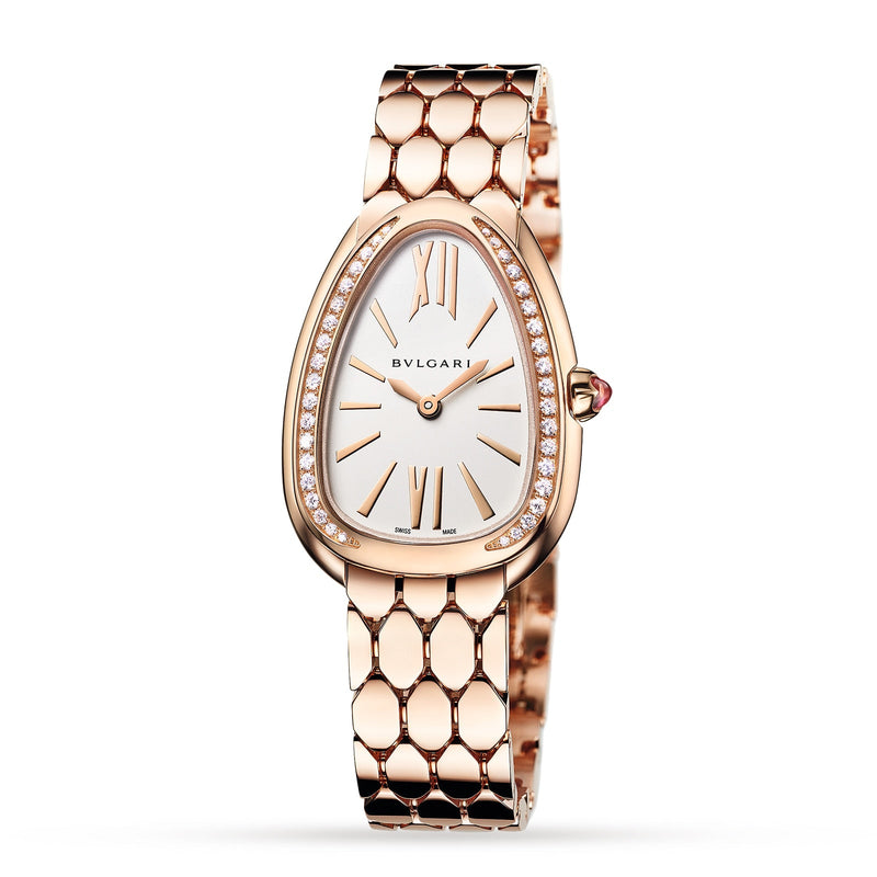 Bvlgari Serpenti Seduttori Diamonds Silver Dial Rose Gold Steel Strap Watch for Women - SERPENTI103146