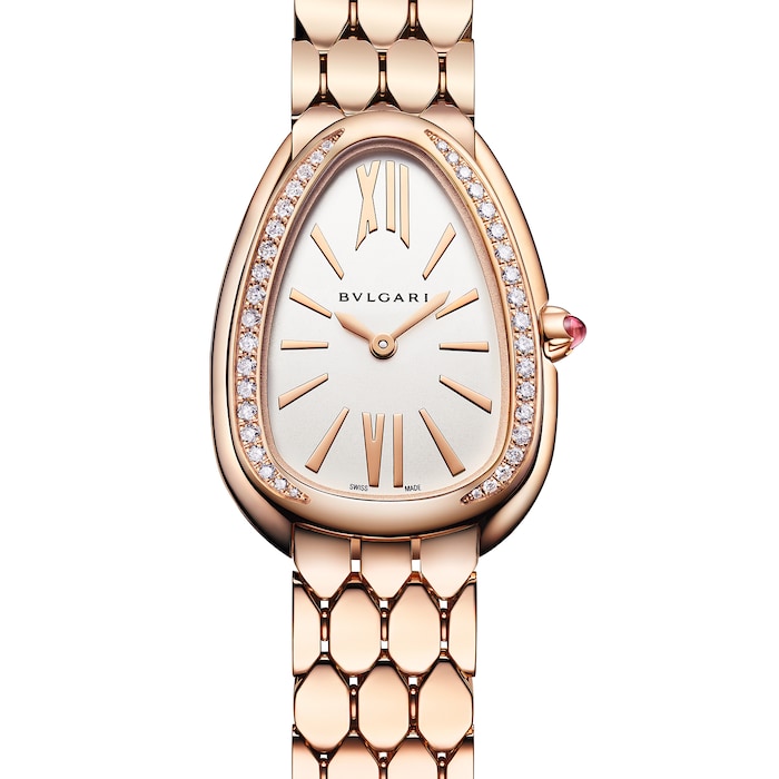 Bvlgari Serpenti Seduttori Diamonds Silver Dial Rose Gold Steel Strap Watch for Women - SERPENTI103146