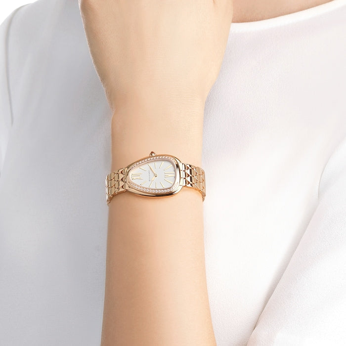 Bvlgari Serpenti Seduttori Diamonds Silver Dial Rose Gold Steel Strap Watch for Women - SERPENTI103146