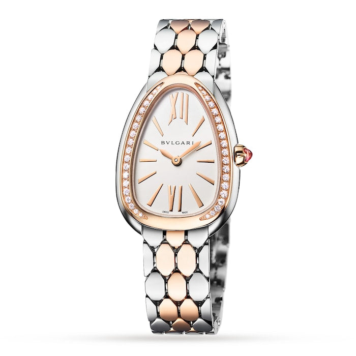 Bvlgari Serpenti Seduttori Diamonds Silver Dial Two Tone Steel Strap Watch for Women - SERPENTI103274