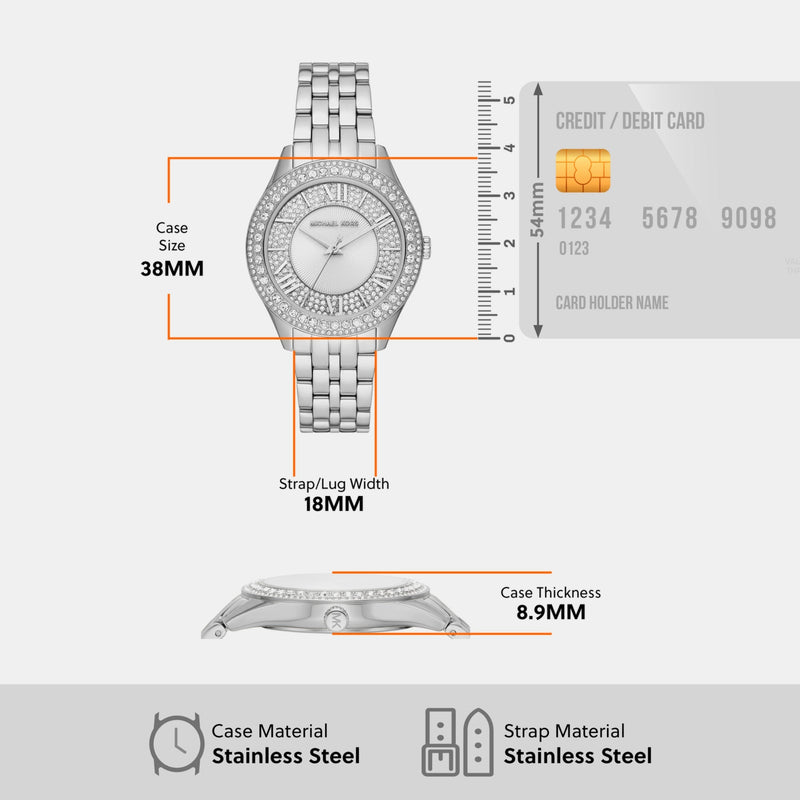 Michael Kors Harlowe Three-Hand Quartz Silver Dial Silver Steel Strap Watch For Women - MK4708 Buy Now By Michael Kors