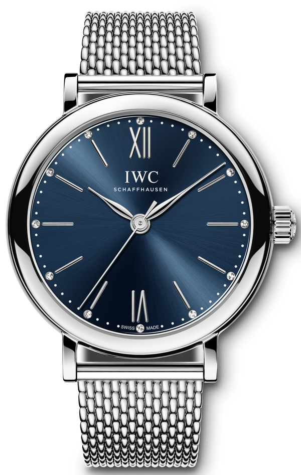Shop IWC Portofino Automatic Blue Dial Silver Mesh Bracelet Watch for Women - IW357404 in USA