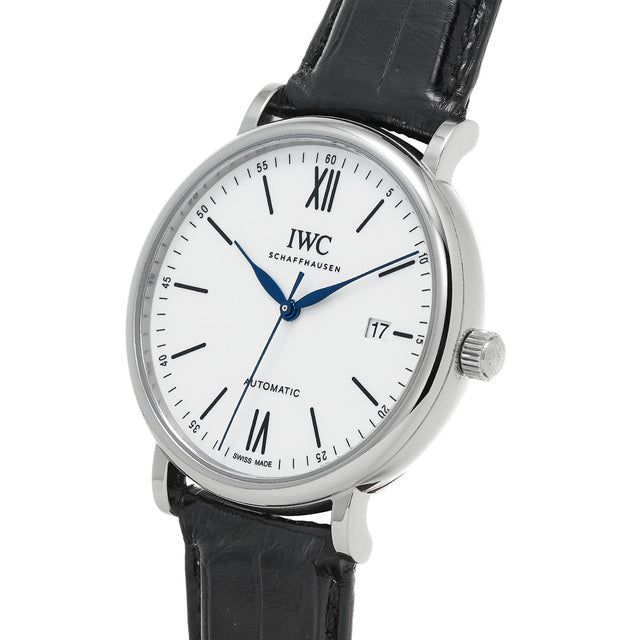 Shop IWC Portofino Automatic '150 Years' Edition Automatic White Dial Black Leather Strap Watch for Men - IW356519 in USA