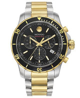 Shop Movado Series 800 Chronograph Black Dial Two Tone Steel Strap Watch For Men - 2600146 in USA
