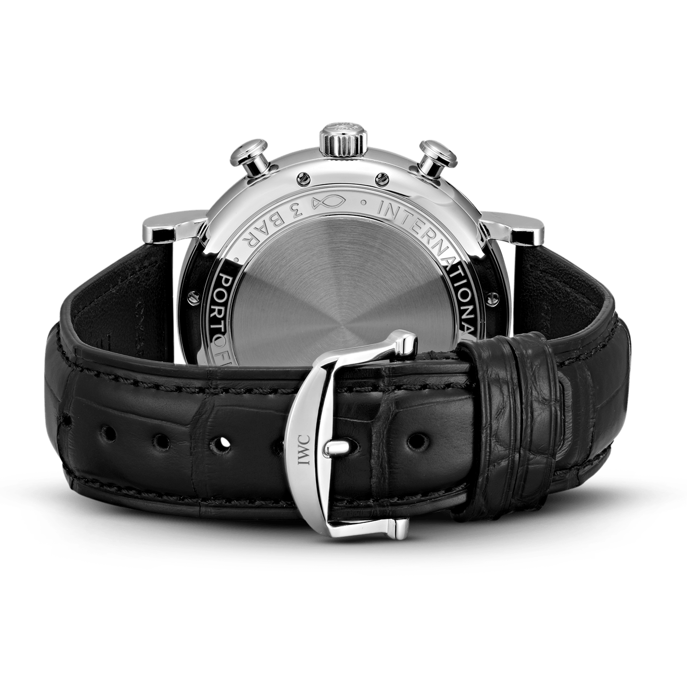 IWC Portofino Chronograph Black Dial Black Leather Strap Watch for Men - IW391029