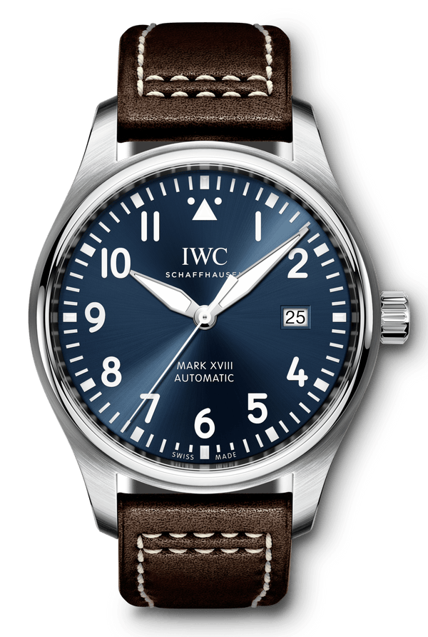 Shop IWC Pilot's Mark XVIII Le Petit Prince Blue Dial Brown Leather Strap Watch for Men - IW327004 in USA