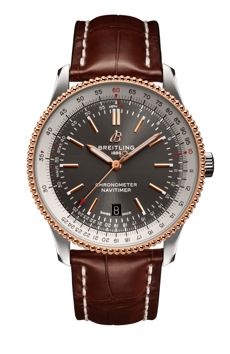Shop Breitling Navitimer 1 Automatic 41mm Black Dial Brown Leather Strap Mens Watch - U17326211M1P1 in USA