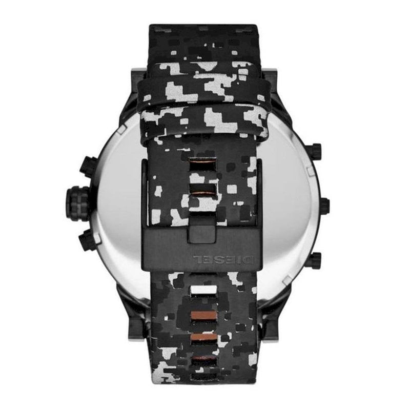 Shop Diesel Big Daddy Chronograph Black Dial Black Leather Strap Watch For Men - DZ7311 in USA